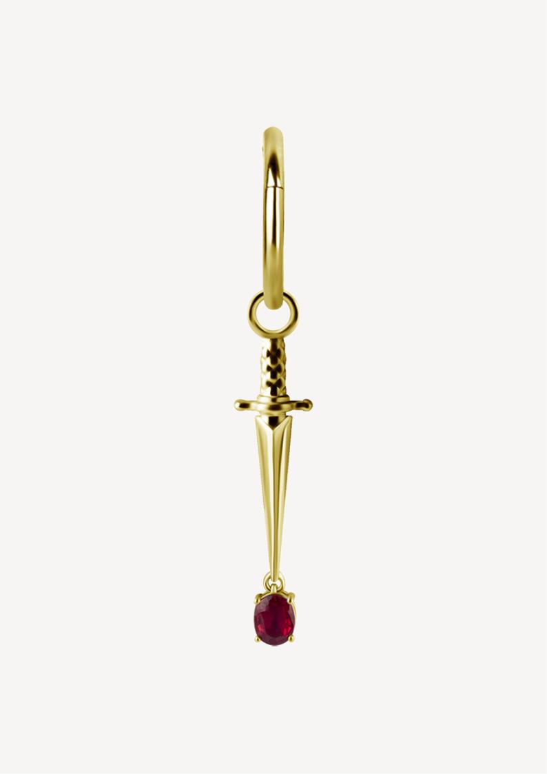 Charms Boucle Oreille Epée Rubis Or 18carats
