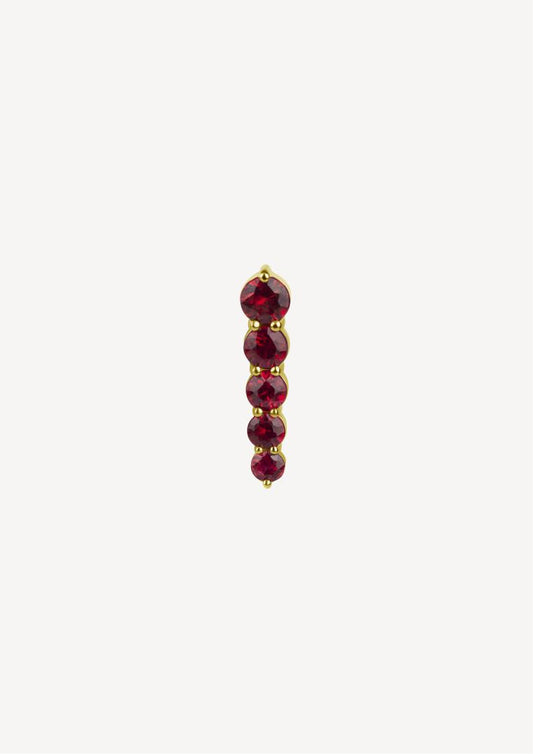 Ligne De Rubis Piercing Oreille Or 18 Carats