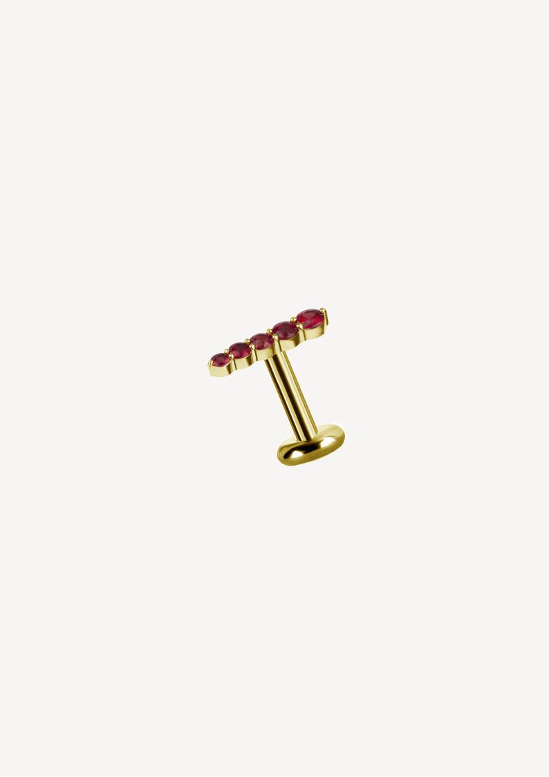 Ligne De Rubis Piercing Oreille Or 18k