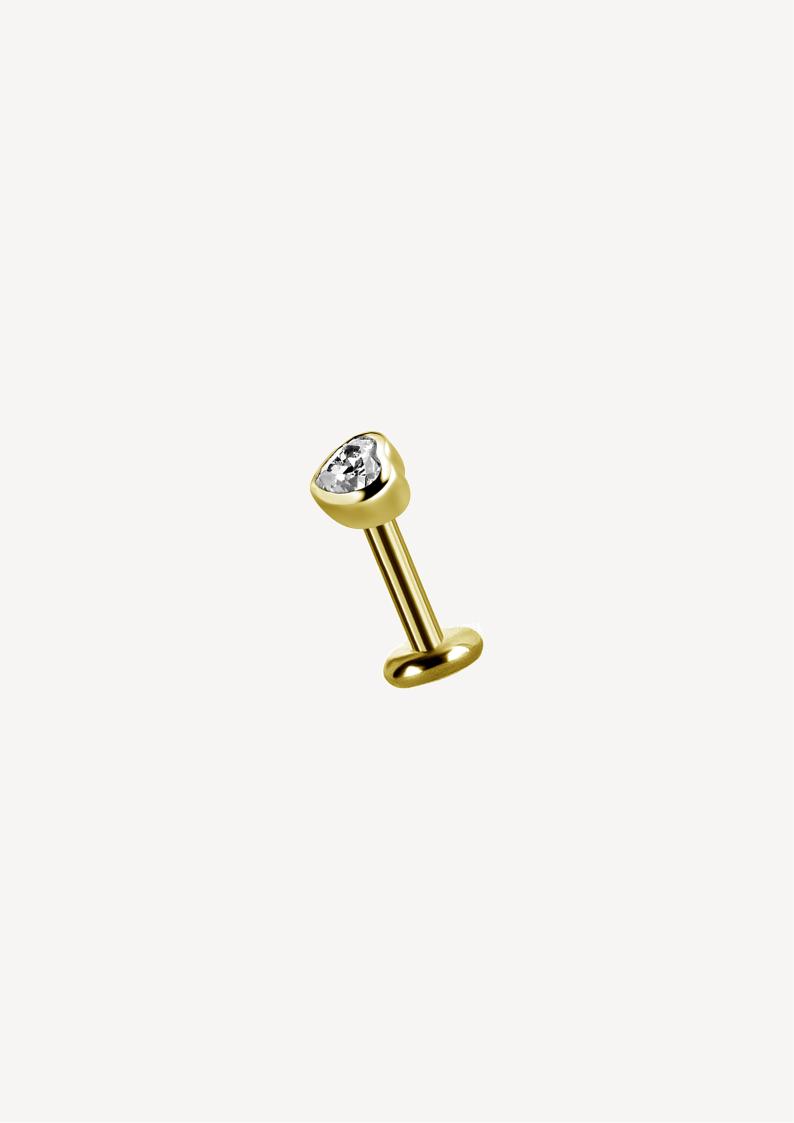 Piercing Stud Cœur Zircon Or 18 Carats