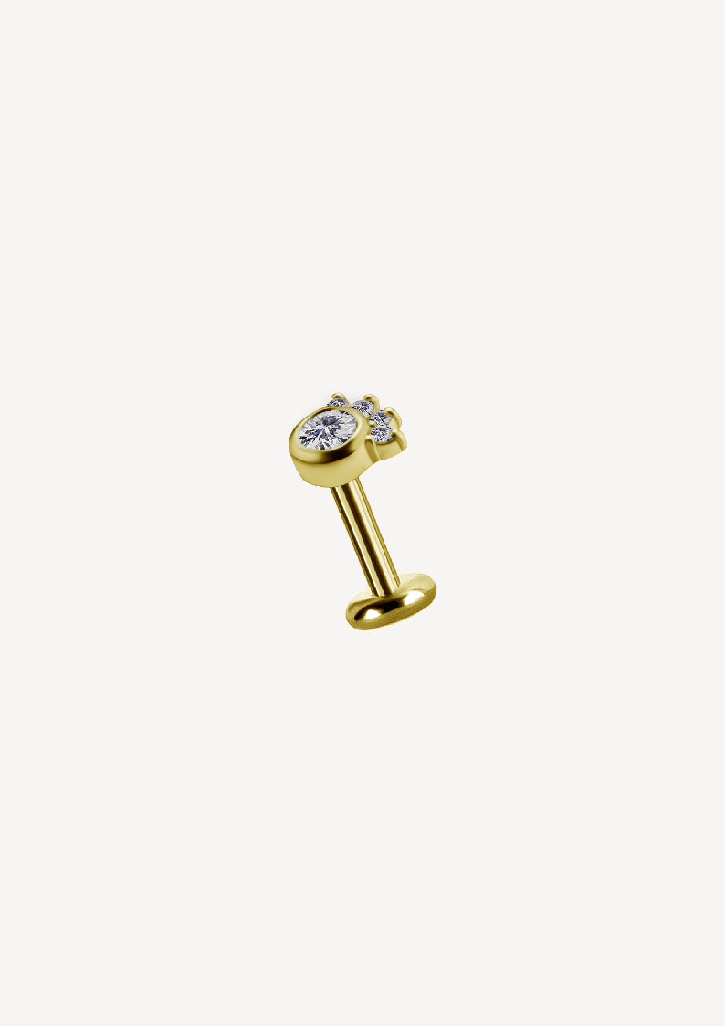 Piercing Stud Patte De Chat Zircon Or 18 Carats