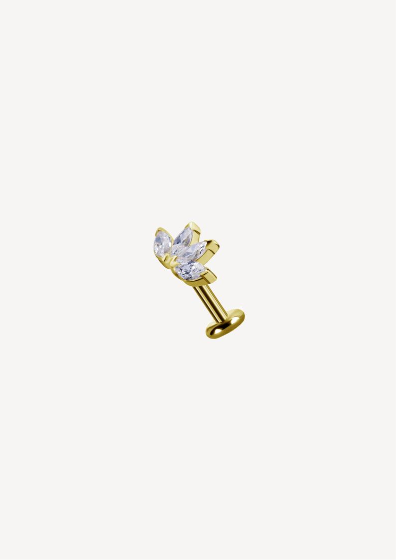 Piercing Zircon Fleur En Or 18 Carats