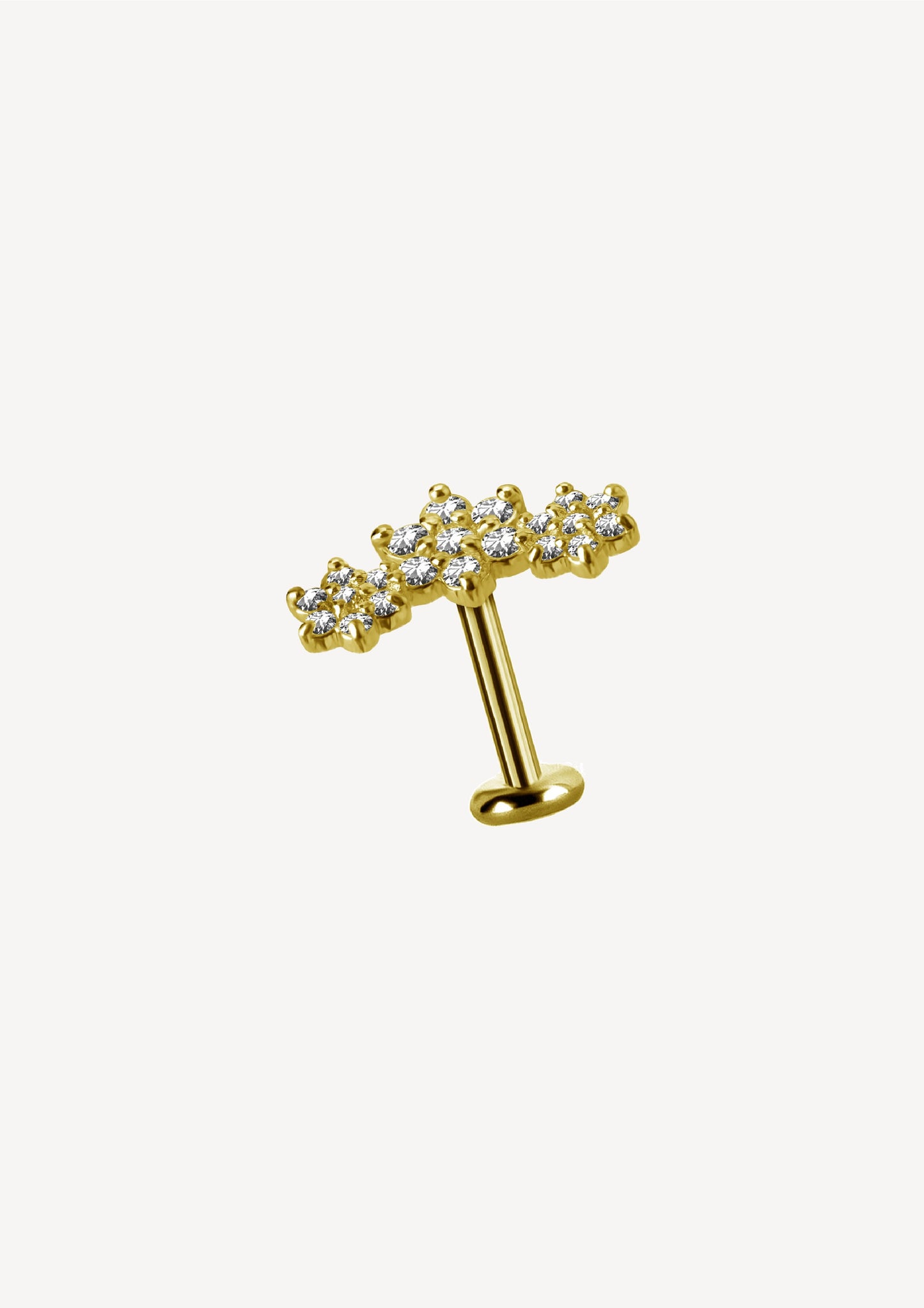 Piercing Anneau En Or Triple Fleurs 18 Carats