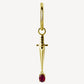 Charms Boucle Oreille Epée Rubis Or 18carats 