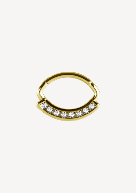 Piercing anneau très simple à poser, en or jaune 18 carats et Swarovski –  C-Bo piercings